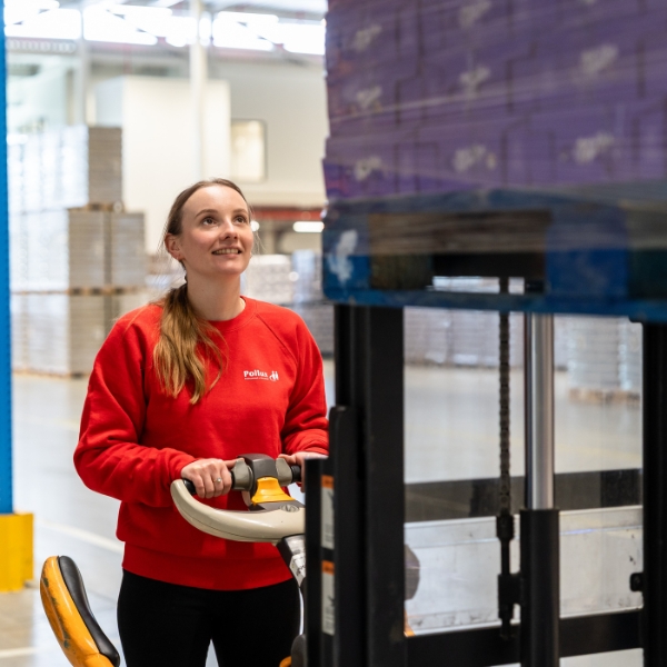 Reach truck driver warm department
